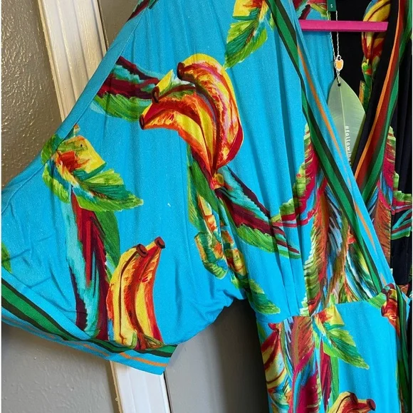 Farm Rio Mixed Banana Wrap Style Multicolored Dress S - Picture 6 of 12